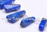 CLA44 Freeform pyramid deep blue dyed lapis lazuli stone beads