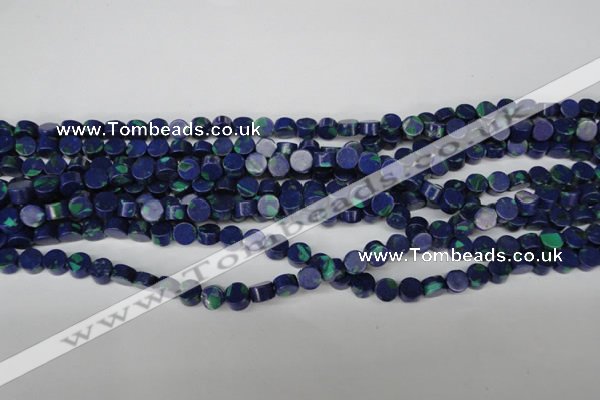 CLA441 15.5 inches 6mm coin synthetic lapis lazuli beads