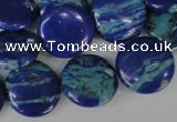 CLA460 15.5 inches 18mm flat round synthetic lapis lazuli beads