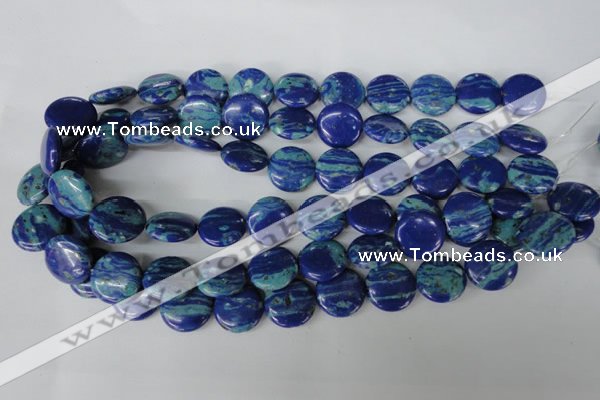 CLA460 15.5 inches 18mm flat round synthetic lapis lazuli beads