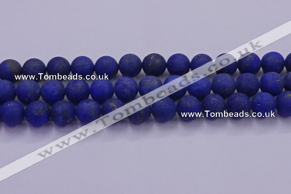 CLA75 15.5 inches 14mm round matte lapis lazuli beads wholesale