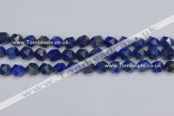 CLA89 15.5 inches 12mm faceted nuggets dyed lapis lazuli beads