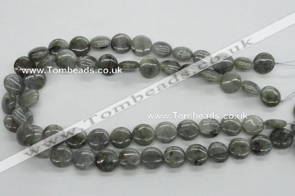 CLB106 15.5 inches 14mm flat round labradorite gemstone beads wholesale