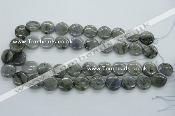 CLB107 15.5 inches 18mm flat round labradorite gemstone beads wholesale