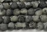 CLB1195 15 inches 4mm round matte black labradorite beads