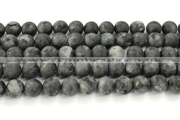 CLB1198 15 inches 10mm round matte black labradorite beads