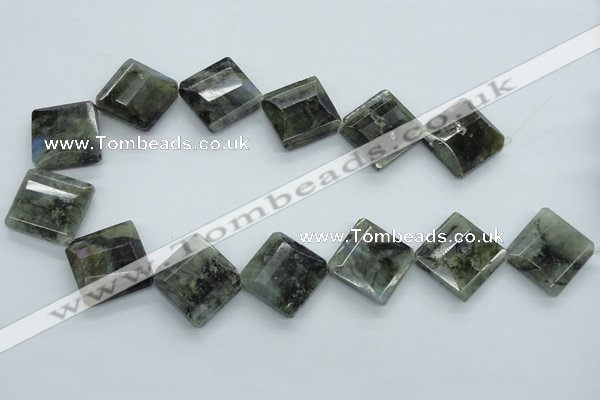 CLB127 15.5 inches 25*25mm faceted diamond labradorite gemstone beads