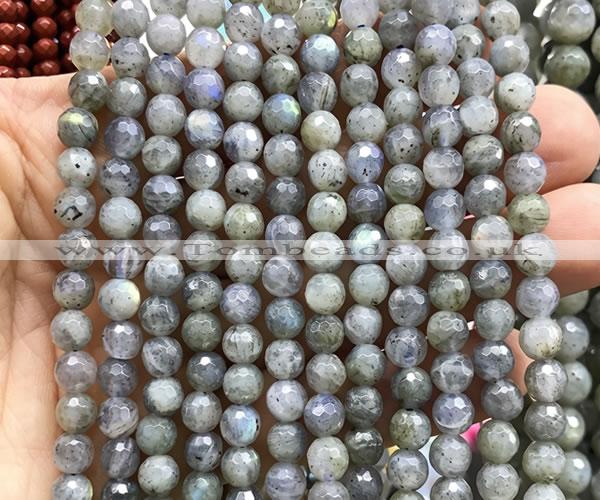 CLB1308 15 inches 6mm faceted round labradorite beads wholesale