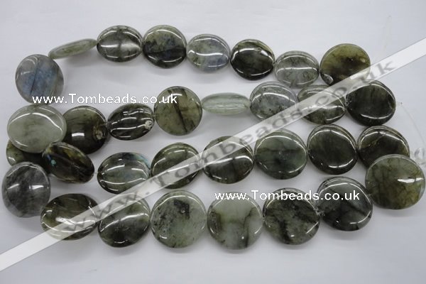 CLB138 15.5 inches 25mm flat round labradorite gemstone beads