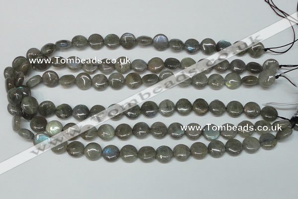 CLB168 15.5 inches 12mm flat round labradorite gemstone beads