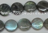 CLB170 15.5 inches 16mm flat round labradorite gemstone beads