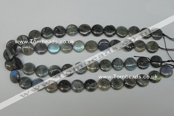 CLB170 15.5 inches 16mm flat round labradorite gemstone beads