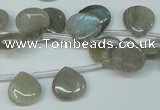 CLB177 top-drilled 12*12mm flat teardrop labradorite gemstone beads