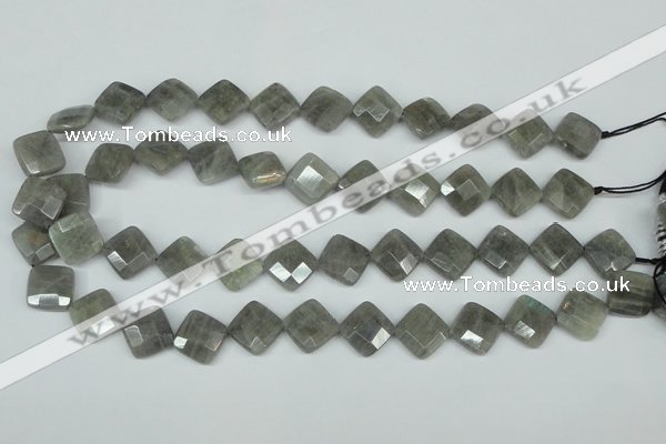 CLB181 15.5 inches 12*12mm faceted diamond labradorite beads