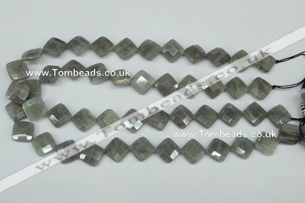 CLB182 15.5 inches 14*14mm faceted diamond labradorite beads