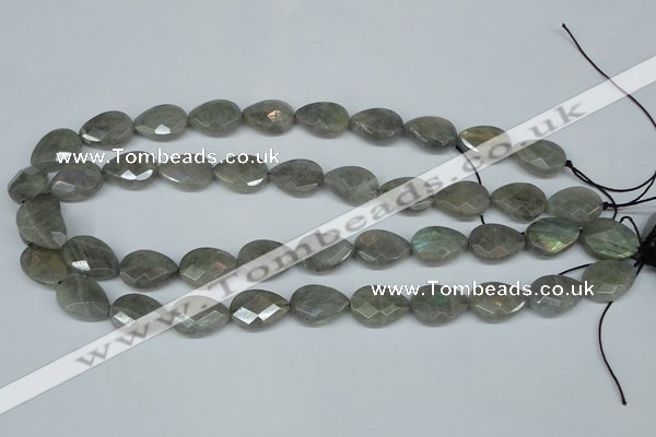 CLB185 15.5 inches 13*18mm faceted flat teardrop labradorite beads