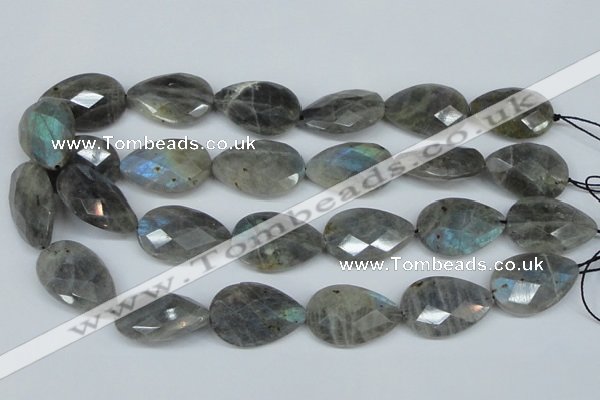 CLB186 15.5 inches 20*30mm faceted flat teardrop labradorite beads