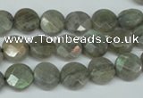 CLB190 15.5 inches 10mm faceted coin labradorite gemstone beads