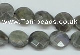 CLB191 15.5 inches 14mm faceted coin labradorite gemstone beads