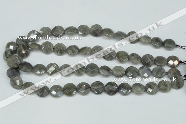 CLB191 15.5 inches 14mm faceted coin labradorite gemstone beads