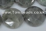 CLB194 15.5 inches 25mm faceted coin labradorite gemstone beads