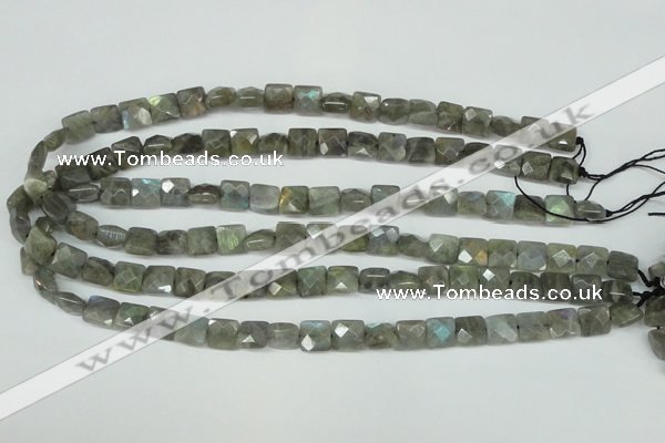 CLB199 15.5 inches 10*10mm faceted square labradorite beads