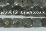 CLB200 15.5 inches 12*12mm faceted square labradorite beads