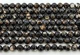 CLB2002 15 inches 8mm round black lepidolite gemstone beads