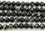 CLB2005 15 inches 14mm round black lepidolite gemstone beads