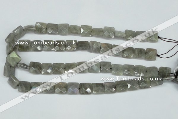CLB201 15.5 inches 14*14mm faceted square labradorite beads