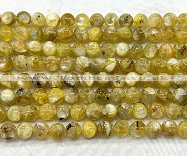 CLB2011 15 inches 8mm round yellow lepidolite gemstone beads