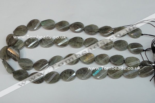 CLB202 15.5 inches 15*20mm faceted & twisted oval labradorite beads