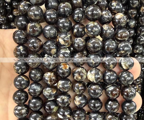 CLB2062 15 inches 10mm round black lepidolite gemstone beads