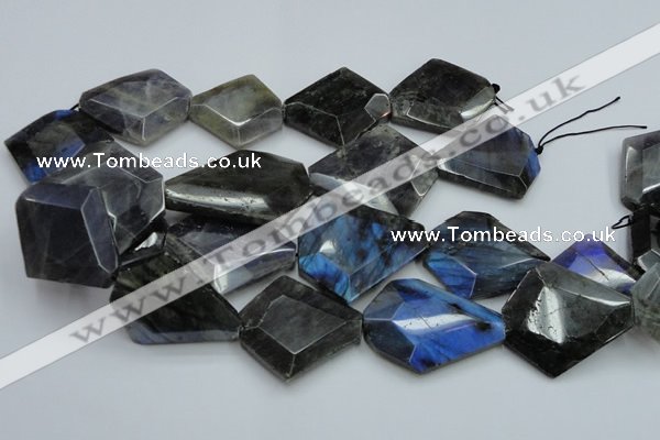 CLB219 15.5 inches 30*35mm - 40*45mm faceted freeform labradorite beads