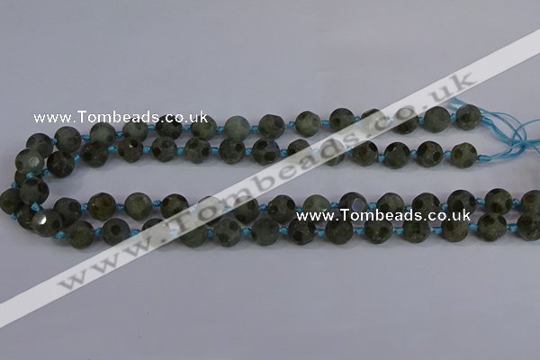 CLB230 15.5 inches 10mm faceted round matte labradorite beads