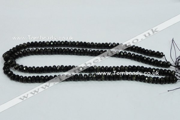 CLB303 15.5 inches 5*8mm faceted rondelle black labradorite beads