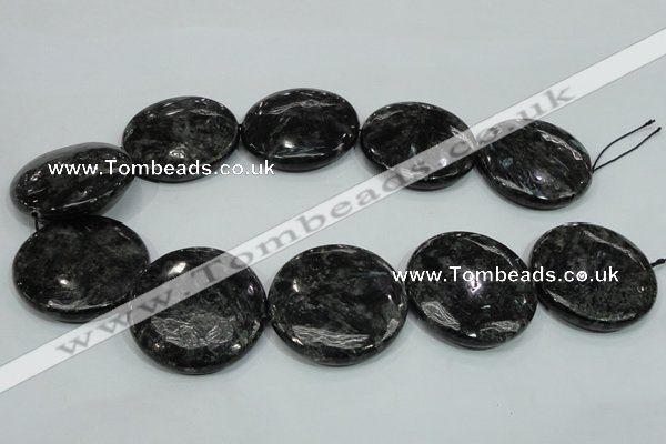 CLB315 15.5 inches 40mm flat round black labradorite gemstone beads