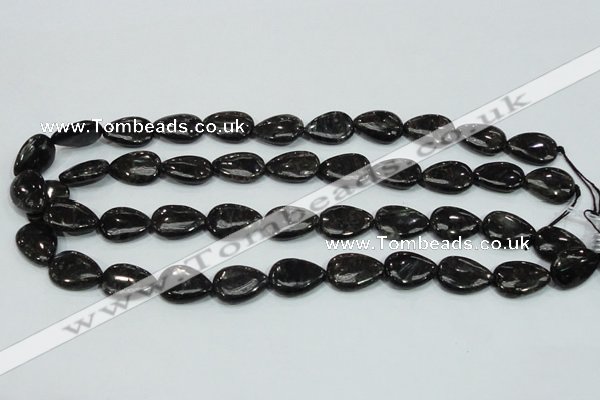 CLB316 15.5 inches 13*18mm flat teardrop black labradorite beads