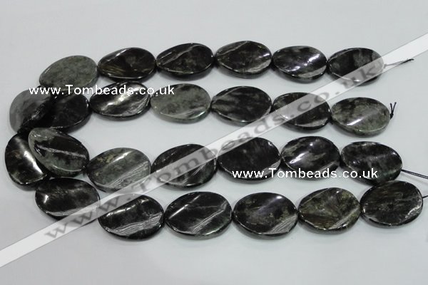 CLB318 15.5 inches 22*30mm twisted oval black labradorite beads