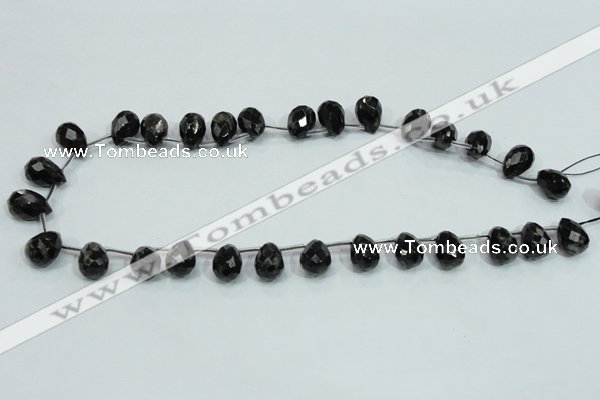 CLB319 10*14mm top-drilled faceted teardrop black labradorite beads