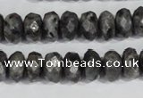 CLB322 15.5 inches 6*12mm faceted rondelle black labradorite beads