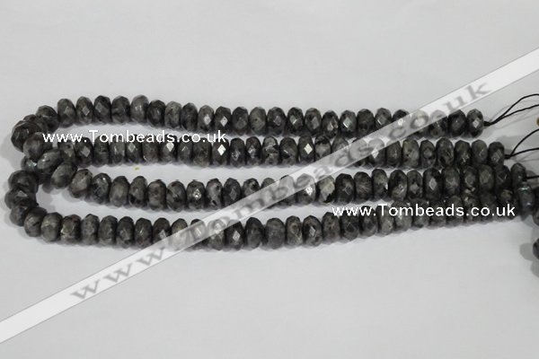 CLB322 15.5 inches 6*12mm faceted rondelle black labradorite beads