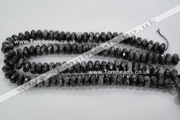 CLB323 15.5 inches 7*14mm faceted rondelle black labradorite beads