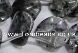 CLB326 Top-drilled 20mm wavy coin black labradorite beads