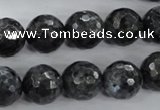 CLB364 15.5 inches 14mm faceted round black labradorite beads wholesale