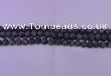 CLB370 15.5 inches 4mm round matte black labradorite beads