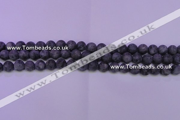 CLB370 15.5 inches 4mm round matte black labradorite beads