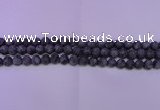 CLB375 15.5 inches 14mm round matte black labradorite beads