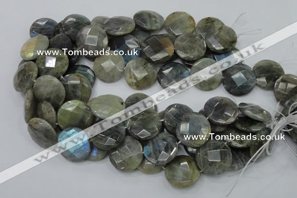 CLB39 15.5 inches 25mm faceted flat round labradorite gemstone beads