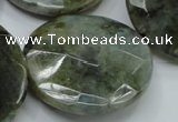 CLB40 15.5 inches 40mm faceted flat round labradorite gemstone beads